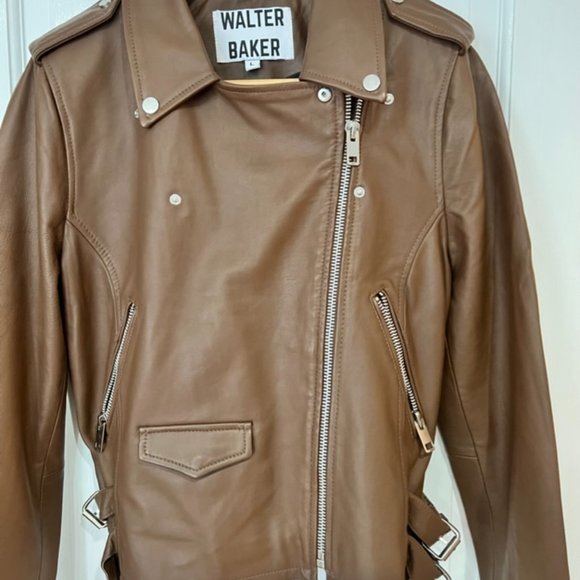WALTER BAKER LIz Leather Crop Moto Jacket in Terracotta NWOT - Picture 14 of 16